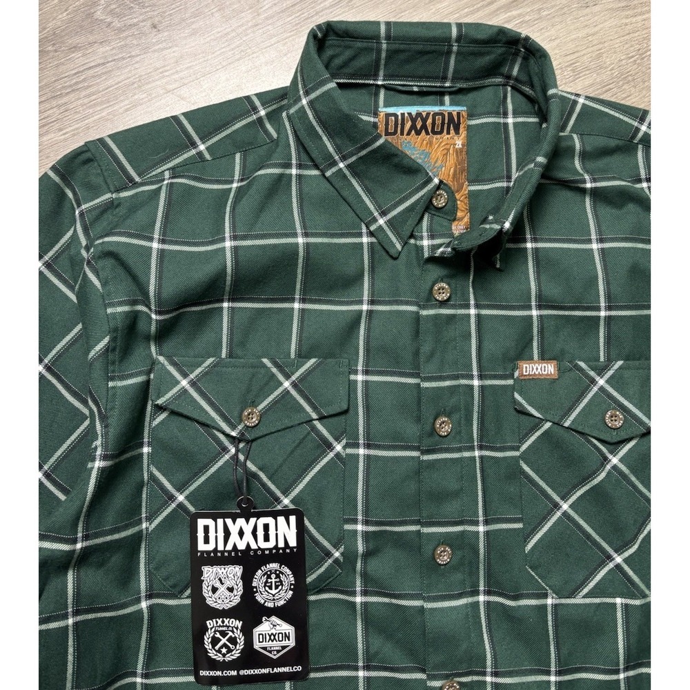 DIXXON FLANNEL COMPANY- THE RIM - Men's 2X Long Sleeve Plaid Green NWT Button Up - Picture 3 of 8